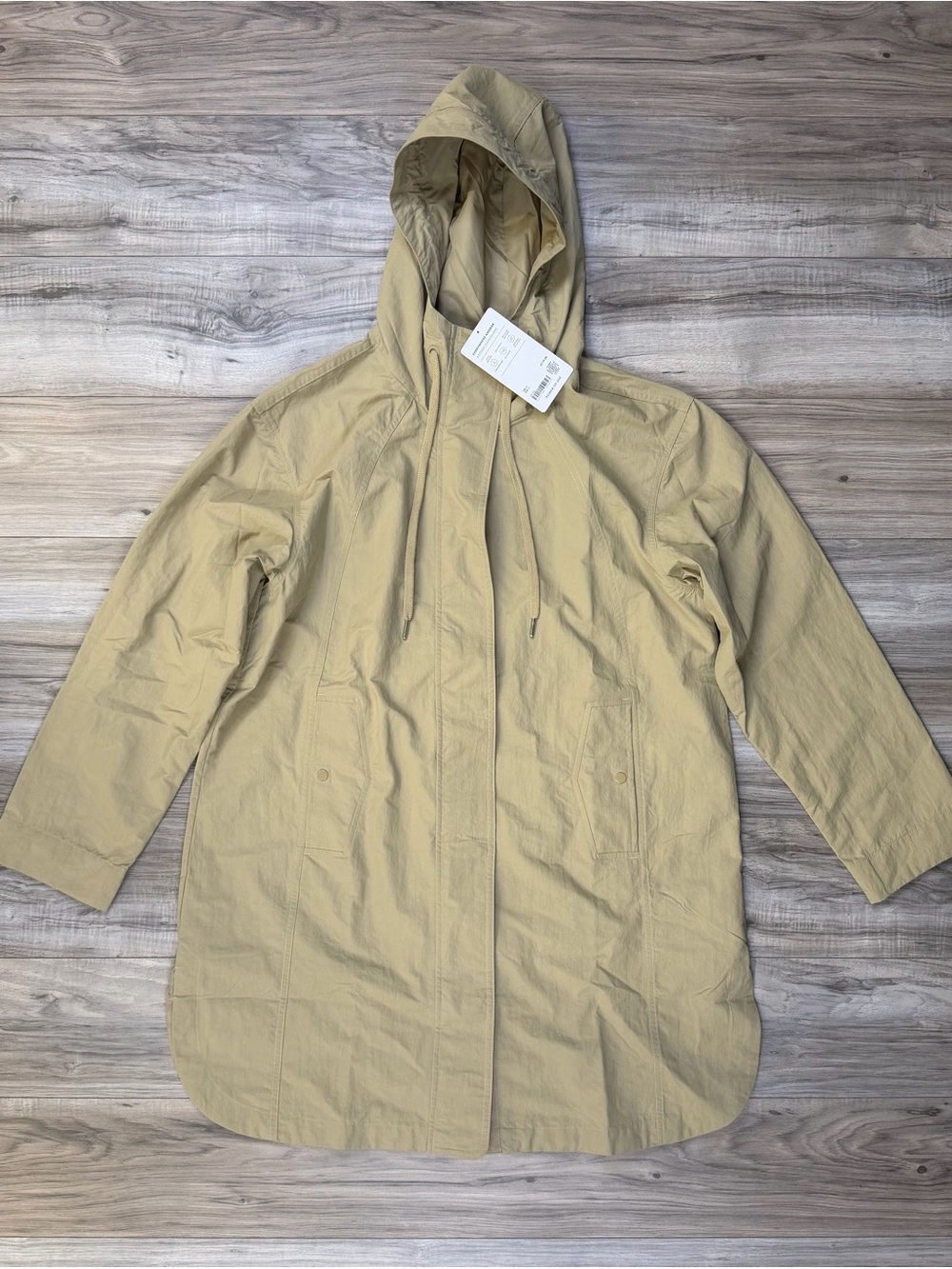 Athleta Everywhere Anorak Jacket Coat Water Resistant Hooded Tan Women Size M NE
